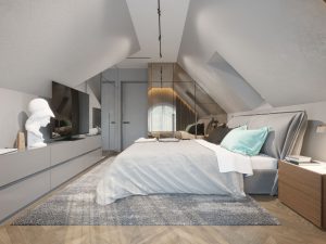 design dormitor la mansarda