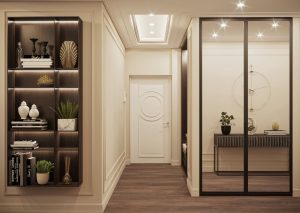 Blue accents apartment design interior pentru antreu si hol