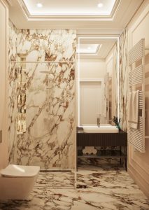 Amenajare de interior pentru baie mica cu design modern