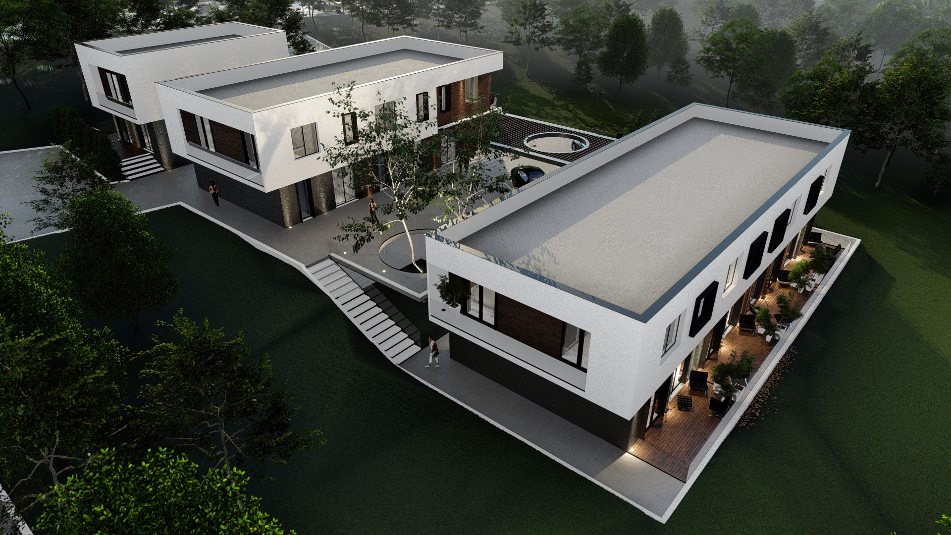 Complex rezidențial divizat in 3 zone care păstrează senzația de uniune