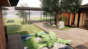 Casă în stil japonez din lemn, unde întreaga curte este despre armonie perfectă