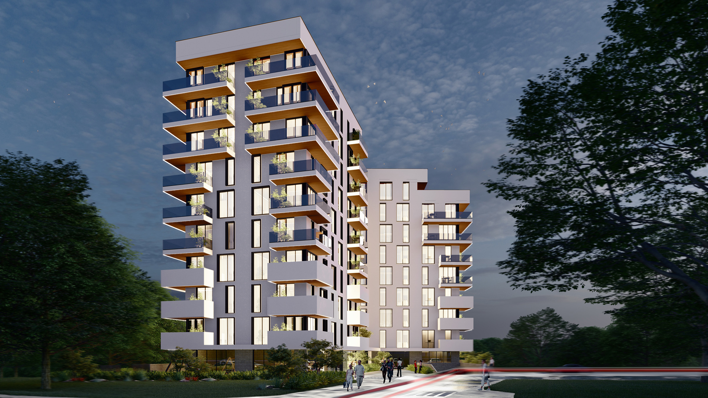 Bloc de locuit în stil minimalist cu arhitectură modernă