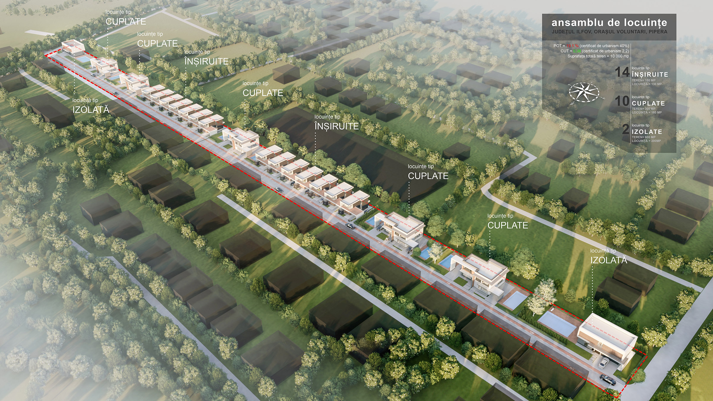 Proiecte de arhitectura pentru ansamblu de case individuale