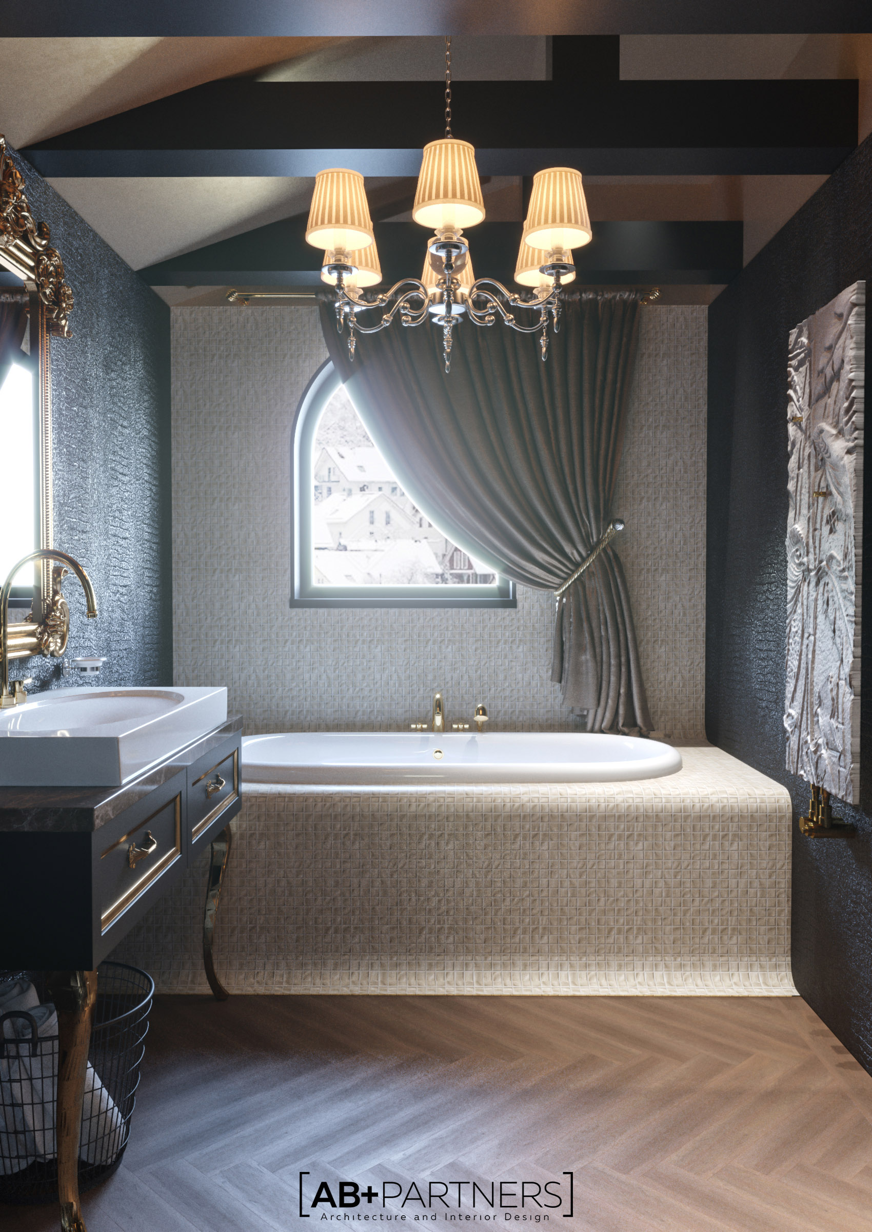 Baie cu cada mare, design interior de la biroul de arhitectura ab+partners