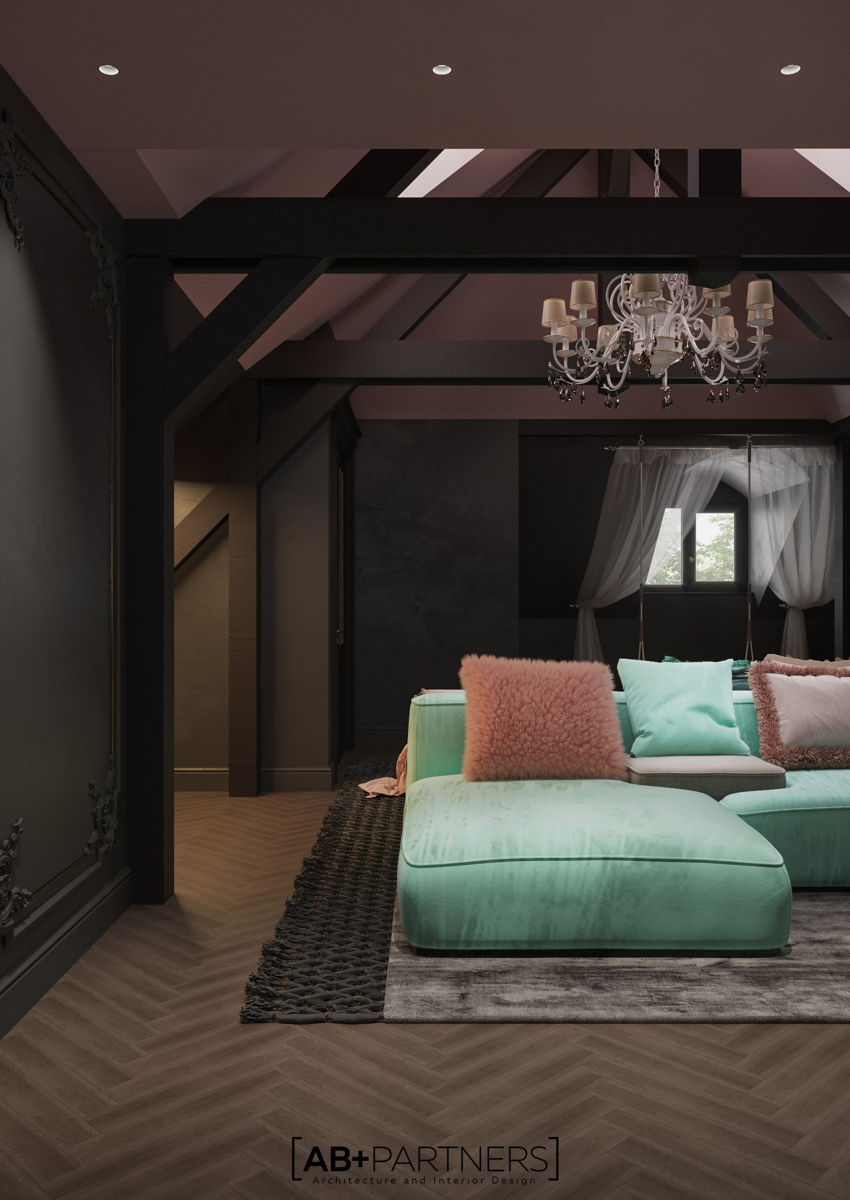 Living room cu sufragerie, design interior de la biroul de arhitectura ab and partners