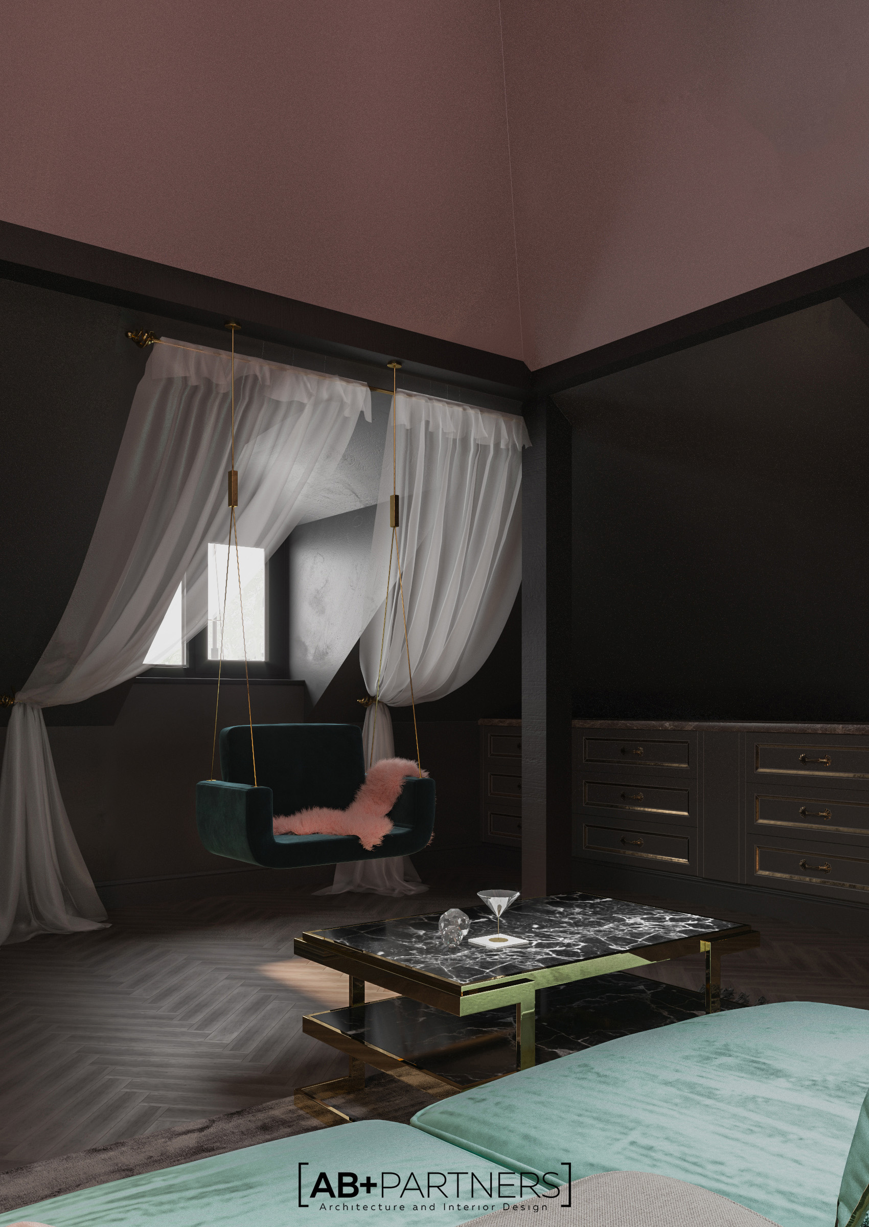 Design interior pentru mansarda moderna in villa de lux Bucuresti de la ab and partners